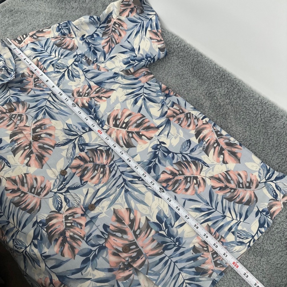 Tommy Bahama Button Down Shirt Mens XXL Blue Pink Tropical Silk Monstera Leaf - Picture 7 of 9
